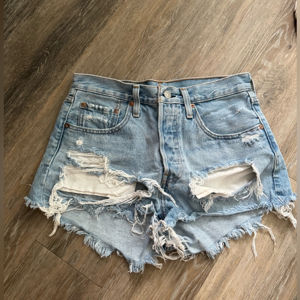 Levi 501 distressed shorts
